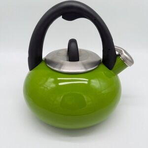 Calphalon Teapot 2QT 1.9L Lime Green Stainless Steel Tea Pot Whistling Kettle
